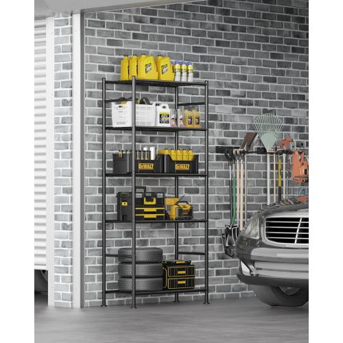 Sakugi Storage Shelves - 5 Tier Shelf Organizer, Heavy Duty Garage Shelving Unit with Leveling Feet, Stable Metal Shelves Organizer for Pantry, Kitchen and Closet, 33.0 W x 12.6 D x 72.0 H, Black ❗MAY HAVE MISSING PIECES❗