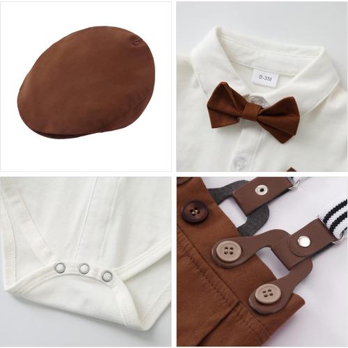 0-3 Months YALLET Baby Boy Clothes Suit Newborn Infant Gentleman Outfits, Formal Dress Shirt  Bowtie  Suspender Pants Wedding Party Set