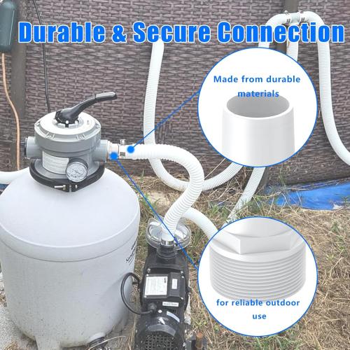 1.25” Pool Sand Filter Pump Hose with Adapter – 1-1/4” Diameter Pool Sand Pump Filter Hoses for Replacement Above Ground Pools Compatible with Intex Coleman Saltwater Systems (2 PACK Blue)