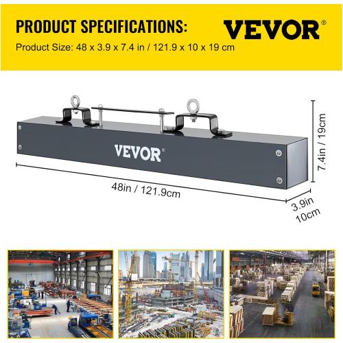 VEVOR 48 inches Hanging Magnet Magnetic Sweeper Pickup Tool 67 Lbs Nail Magnet Hang Type Magnet Sweeper Magnetic Nail Sweeper Magnetic Sweepers fits Forklift