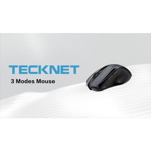 TECKNET Wireless Mouse, BT 5.0/2.4G, Silent 4800 DPI 6 Buttons, Grey