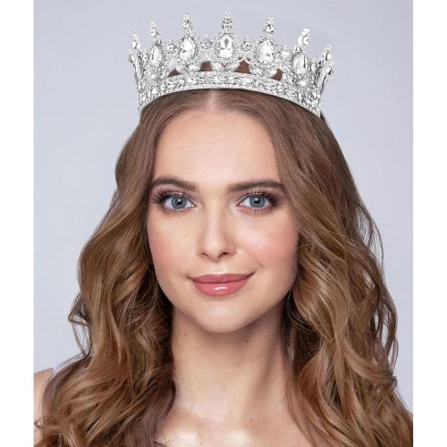 CIEHER Crystal Crowns for Women Girls Royal Crown Wedding Halloween Costume Birthday Party Prom, Crown Cake Topper(Silver)