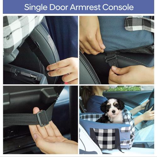 Small Dog Car Seat in The Middle Console, Multi-Functional, Safety Belt, Portable Armrest Pet Seat