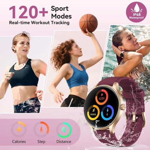 Smart Watches for Women/Men, 1.27 HD Smartwatch Fitness Tracker with Bluetooth Calls (Make/Answer), Heart Rate/SpO2/Sleep Monitor, 12 Days Battery, IP68 Waterproof - Purple