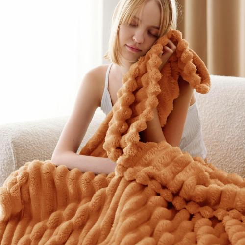 Bedsure GentleSoft Burnt Orange Twin XL Blanket for Bed - Cozy Soft Fall Blankets for Women, Cute Small Fleece Throws for Girls, Birthday Gifts for Women, 66x90 Inches