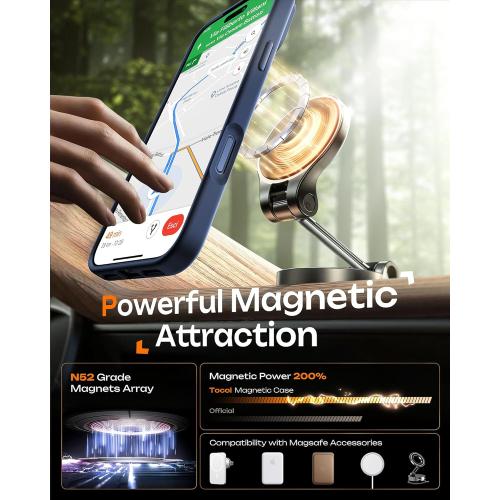 TOCOL for iPhone 17 Pro Case, Full Camera Protection, Built-in Magnetic Ring, Compatible with Magsafe Charger, Translucent Matte Phone Case for 17 Pro 6.3 inch (Dark Blue)