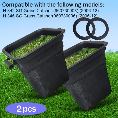 deawater 2pck 532400226 400226 Soft Grass Bag Grass Catcher Container Bag with Free 532127534 Bagger Cover Gasket for Husqvarna Craftsman Ariens Poulan AYP Lawn Mowers