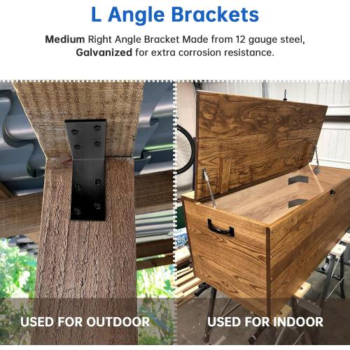 1.5x3x3 Inch Galvanized L Bracket, 8PCS 90 Degree Angle Bracket for Shelf, Iron Corner Brackets for Wood Post，Shelves，Furniture