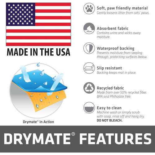 Drymate XL Original Cat Litter Mat, Contains Mess from Box, Protects Floors, Urine-Proof, Machine Washable, Soft on Kitty Paws, Absorbent, Waterproof (USA Made, Recycled Content) (29”x36”)(Taupe)