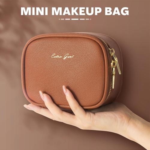 Mini Makeup Bag with Led Mirror, Small Travel Make up Bag 3 Light Modes Adjustable Brightness, for Women Organizer Cosmetic Bag, Portable Travel Train Toiletry Bag, for Pool Parties Work Touch-Ups
