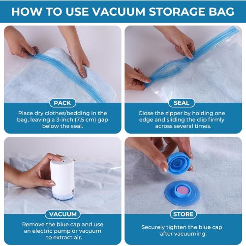 Vacuum Bags for Travel with Portable Electric Pump, 16 Pack Vacuum Seal Bags for Luggage and Suitcase Compression, Space Saver Vacuum Storage Bags for Clothes and Clothing Travel
