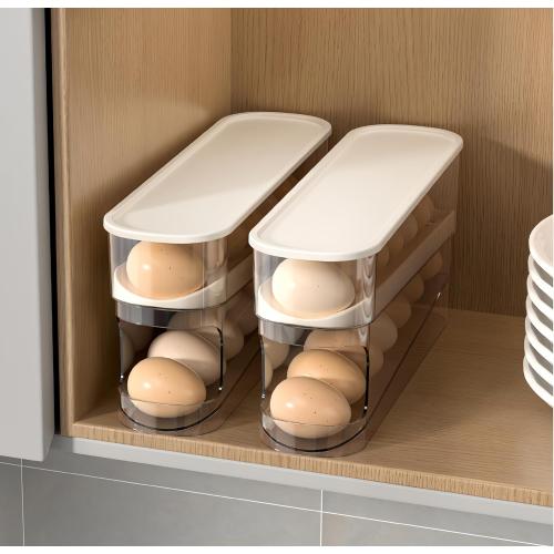 Auto Rolling Fridge Egg Organizer, Space Saving Eggs Dispenser for Refrigerator Storager, Home Egg Holder, 1 pack