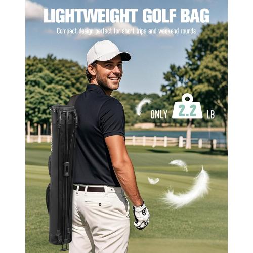 Golf Stand Bag, Lightweight Par 3 Golf Bag Holds Up to 7 Clubs with Two Way Dividers Cooler Pocket Shoulder Strap and Multiple Storage Pockets for Men and Women
