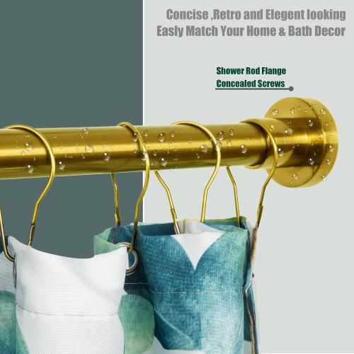 Artiwell Heavy Duty Shower Rod, Adjustable Shower Curtain Rod, Expandable 47-84 Inch, Permanent Mount Shower Rod, Never Rust Stainless Steel For Window Curtain and Closet, Brushed Gold