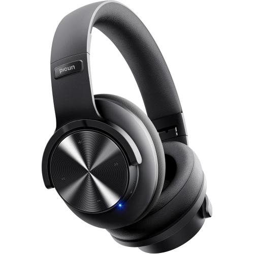 Picun B8 Bluetooth Headphones, 120 Hours Playtime, 3 EQ Modes, Deep Bass, Over Ear, Black