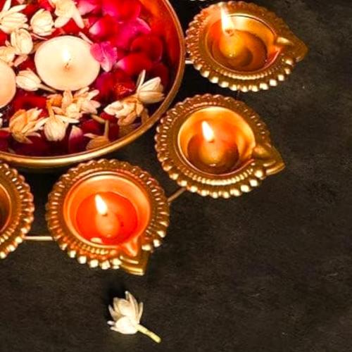 KIH Urli Bowl Flower Shape Floating Flowers & Tea Light Candles for Home Décor Housewarming Items (16 Inch)