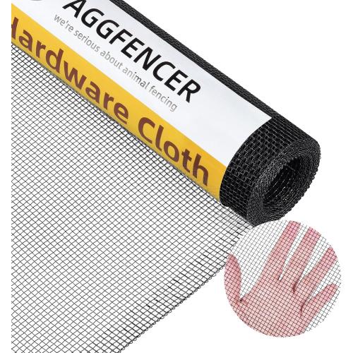 Size 16in x 10ft Black Hardware Cloth 1/8 inch 27Ga PVC Coated Wire Mesh Vinyl Coated Galvanized Wire Mesh Screen Roll, Welded Metal Chicken Wire Fencing, for Garden Plant Fencing Bee Screen