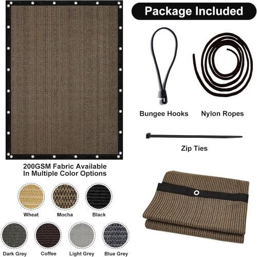 Artpuch 90% Sun Shade Cloth, 10 x 12 FT Pergola Shade Cover Canopy with Grommets, Sun Screen Fabric Tarp for Patio, Outdoor, Garden, Backyard, Mocha