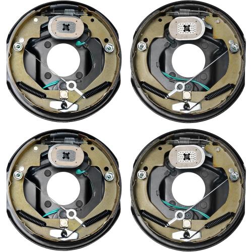 VEVOR Electric Trailer Brake Assembly, 10 x 2-1/4, 2 Pairs Self-Adjusting Electric Brakes Kit for 3500 lbs Axle, 4-Hole Mounting, Backing Plates for Brake System Part Replacement (2 Right   2 Left)