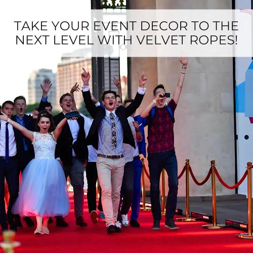 4 PCS Red Velvet Rope - 5 Ft Red Carpet Velvet Rope for Ceremonies Hanging Stanchion for Parties Crowd Queue Line for Safe Control
