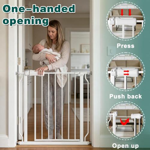 TSAYAWA Baby Gate Extra Wide Fits 71.65-85.82 inch Wide Opening - Dog Pet Gates for Doorways Stairs No Drilling Pressure Mounted - Large Child Safety Gate Indoor Outdoor White
