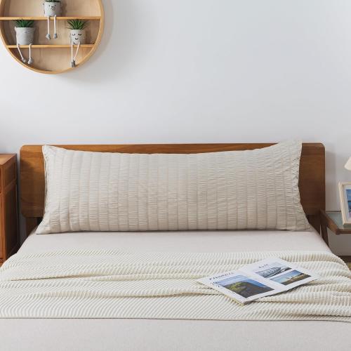 H Household Seersucker Washed Microfiber Pillowcases Set of 1– Ultra Soft & Comfortable, Envelope Closure, Available in Body Size 20x54 Inches - Textured Design, Easy Care, Wrinkle-Resistant