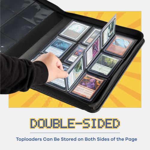 9-Pocket Toploader Binder, Clovecat Premium Card Book， Holds 252 Trading Card with 20 Removable Top-loader Sleeves，PU Card Holder Folders,Card Album for MTG, TCG, Yugioh, Game & Sports Cards(Gray)