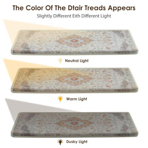 Brakki Bullnose Stair Treads for Wooden Steps, Non Slip Stair Carpet for Indoor Runner and Pets, Soft Edging Staircase Protectors Reusable, Washable, 29.5x9.5x1.5 14pcs, Beige and Grey