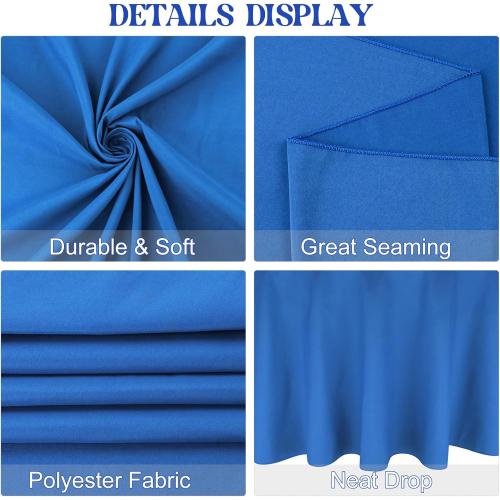 4 Pack Round Tablecloth 90 Inch Polyester Washable Fabric Table Covers for Wedding Dining Table Buffet Parties Banquet Decoration（Blue）