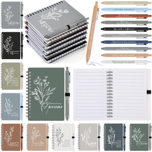 Employee Appreciation Gifts Bulk Thank You Spiral Notebook with Sticky Notes Inspirational Quotes Pen Bulk Gift for Coworker Valentine Teacher Groups Office Staff(Fresh Color,20 Sets)