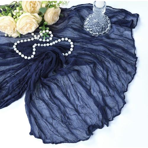 6 Pack Size 35x120 Color Blue Navy Blue Cheesecloth Table Runner 10Ft Gauze Cheese Cloth Table Runner 35x120 Inch Boho Sheer Rustic Fabric for 4th of July Party Decor Baby Shower Wedding Centerpiece Home Table Decorations