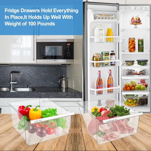 [2 Pack] Upgraded 2188656 Fridge Crisper Drawer UPPER Humidity Control Drawer & 2188664 Crisper Bin LOWER Refrigerator Drawer Replacement For Kenmore Whirlpool Fridge Drawer Parts WRS325FDAM04 Drawer
