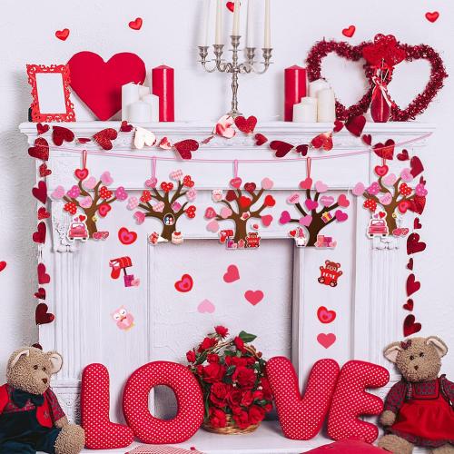 SULOLI 24 Pack DIY Love Heart Tree Craft, Valentine's Day Heart Tree Heart-Shaped Craft Kit for Valentine's Day Wedding Mother's Day Party Favor Supplies