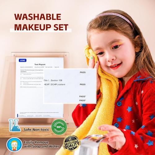 Kids Makeup Sets for Girls Toys - Washable Makeup for Kids with Mirror, Real Dressing Table with Stand, Princess Play Makeup Kit Perfect for 3 4 5 6 7 8-12 Year Old Girls Birthday & Christmas