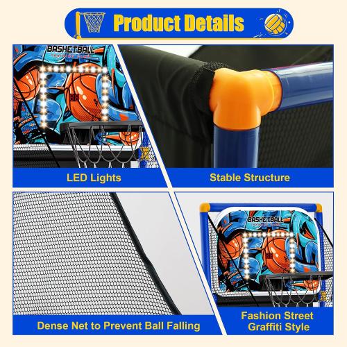 Kids Arcade Basketball Hoop Indoor Outdoor Single Shot Basketball Game for Toddler,Carnival Games Sport Gifts for Boys Girls Ages 3-8 Years Old,Ideal for Competition