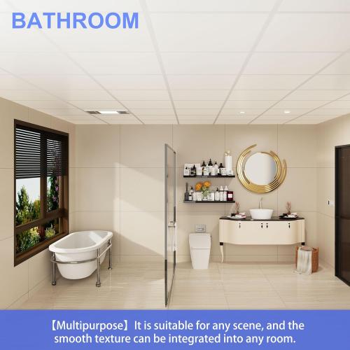 Smooth Drop Ceiling Tiles 2ft x 4ft - Waterproof, Fire-Rated, Easy Drop-in Installation - Premium PVC to Prevent Breakage - Ceiling Tiles 24 x 48, 10-Pack Cover 80 Sq. Ft, White