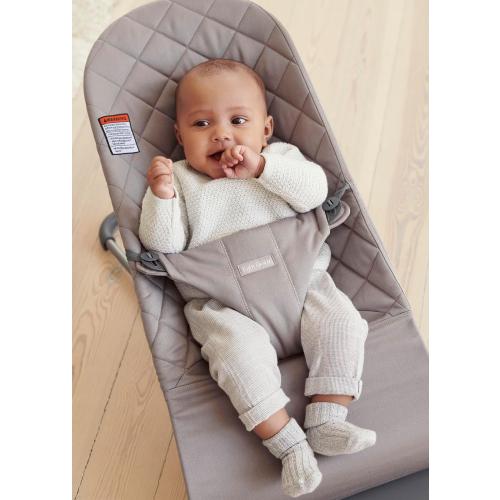 BabyBjörn Bouncer Bliss, Sand Gray, Woven, Classic Quilt | 2-in-1 Adjustable Baby Bouncer Seat and Toddler Chair, Newborn to Toddler (8-29 lbs), 4 Positions, Lightweight & Portable