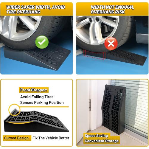 Car Ramps for Jack Support and Lift Vehicle Maintenance, Lightweight Low Profile Car Ramps for Garage, Heavy Duty Tire Ramps for Low Chassis Cars, 17.5''x10''x3.14'' (2PCS)