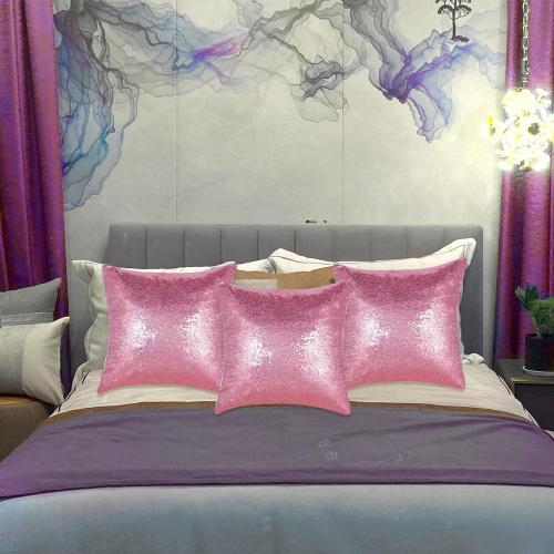 Pink Sequin Pillow Covers Square Glitter Pillow Cases Decorative Sparkling Throw Pillow Covers Cushion Case for Bed Sofa Bedroom Living Room Valentine's Day Wedding Home Decor (18x18,4 Pack)