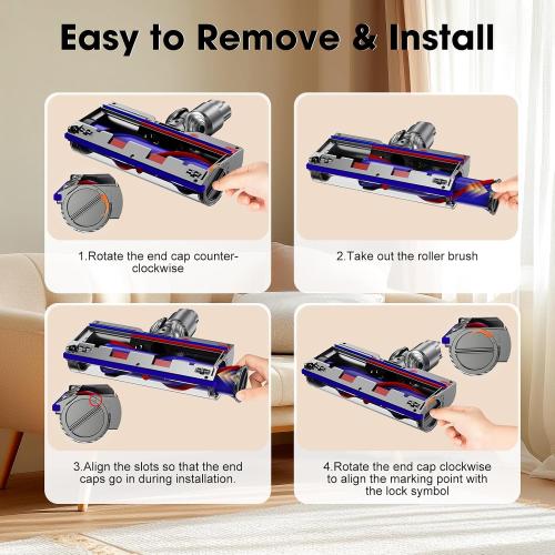 Vacuum Head Replacement for Dy-Son V10, V7, V8, V11, V15 Direct Drive Motor-Head Brush Roller for Dyson Vacuum Attachments Parts LED Headlights 270° Torque Brush Head for Hardwood Floor and Carpet