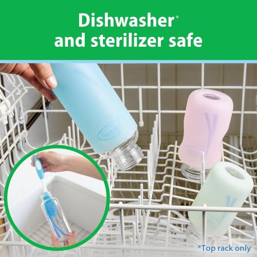 Dr. Brown's Anti-Colic Options  Narrow Glass Baby Bottle with Level 1 Slow Flow Nipple, BPA-Free, 8 oz/250 mL, 0m , 4-Pack (Packaging May Vary)