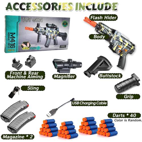BYTEWAR Soft Bullets Toys Guns for Boys,M416 Foam Blaster Gun,Electric Sniper Rifle with Scope 40 Darts 2 Magazines,Full auto Gun for Kids Ages 6-12 Years Old,Gifts for Adult, Camouflage, M416-905B