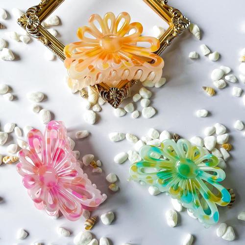 GQLV Flower Hair Claw Clips for Women/Girls, 3PCS 3.1 Big Cute Clips for Thick/Thin Fine Hair, Nonslip Strong Hold Hair Styling Accessories (A-colorful)