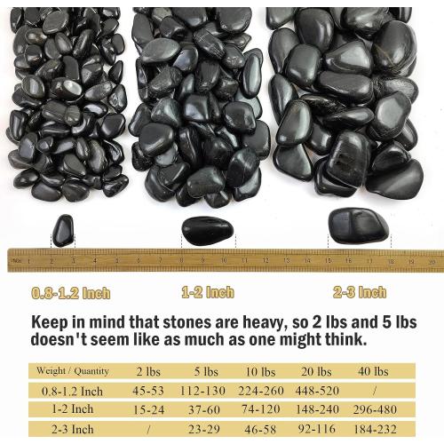 FANTIAN 40 lbs Black River Rocks for Landscaping, 2-3 inch Pebbles for Indoor Plants, Large Decorative Stones for Planters Aquarium Fish Tank and Garden Rocks