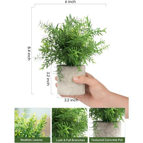 Velener Artificial Potted Rosemary Plants- Rustic Farmhouse Topiary Shrubs for Decoration Centerpieces Living Room, Shelf Bedroom Aesthetic Green Bathroom Accessories Boho Small Desk Plant Office