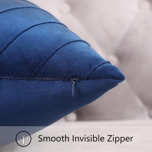 Tosleo Navy Blue Pillow Covers 18 x 18 inch Pack of 2 with Gold Leather Soft Velvet Throw Pillow Covers Decorative Couch Pillowcases Luxury Modern Pillow Cover Spring Home Decor