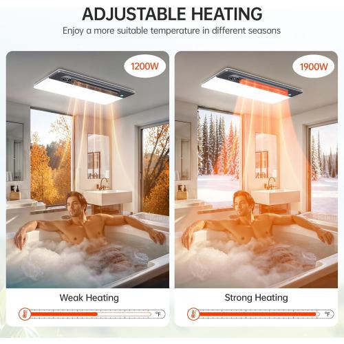 Bathroom Fan with Light Heater, Ventilation, Remote Control,Quiet Exhaust, 4-in-1 Design for Heating, Lighting, Ventilation & Air Circulation for Comfort in Any Season