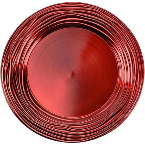 13 Inch Round Charger Plates, Set of 6, Dinner Chargers Bulk Wedding (Red)