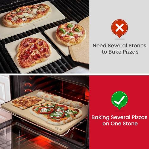 Size 24x18 Color beige Unicook Extra Large Pizza Stone 24”x18” for X-Large Home Ovens and Commercial Ovens, Rectangular Baking Stone, Ideal for Baking Crispy Pizzas, Bread and Cookies, Heavy Weight 16.6 lbs