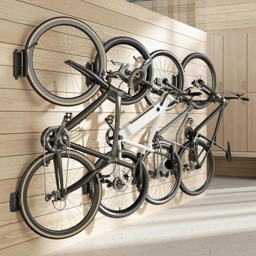 PEGZONE 4 Pack Bike Rack Garage, Bike Wall Mount Heavy Duty, Holds 77 Lbs, Swivel Bike Hangers for Garage, Adjustable Indoor Bike Storage for Bedroom Home Office, 4 Pack